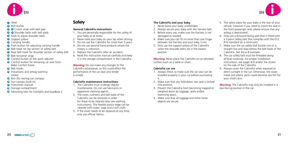 Safety | Bebe Confort CabrioFix User Manual | Page 11 / 21