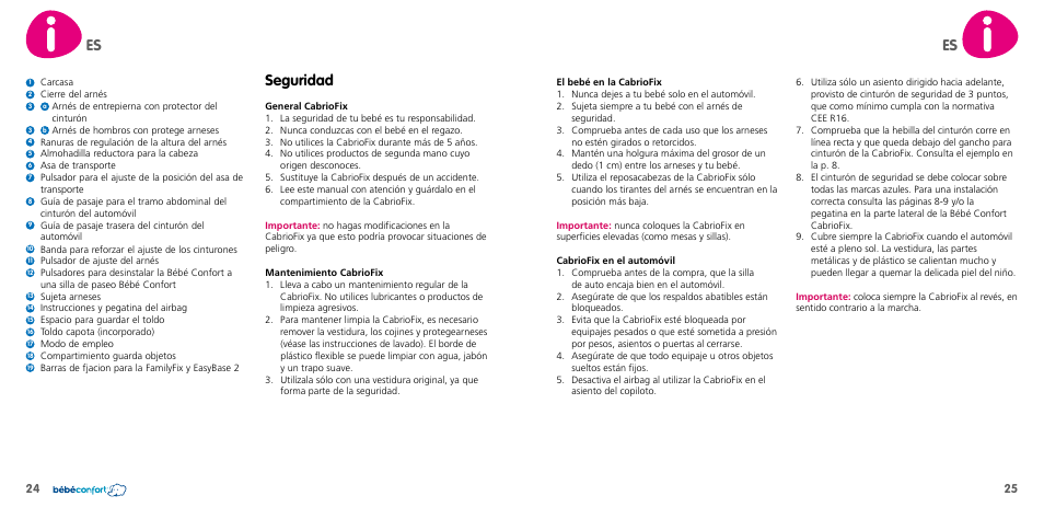Seguridad | Bebe Confort CabrioFix User Manual | Page 13 / 21