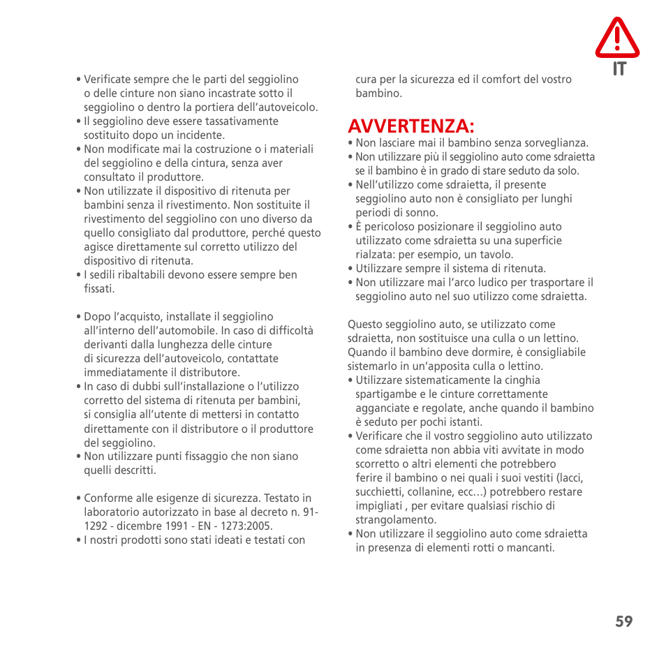 Avvertenza | Bebe Confort Streety.Fix User Manual | Page 57 / 94