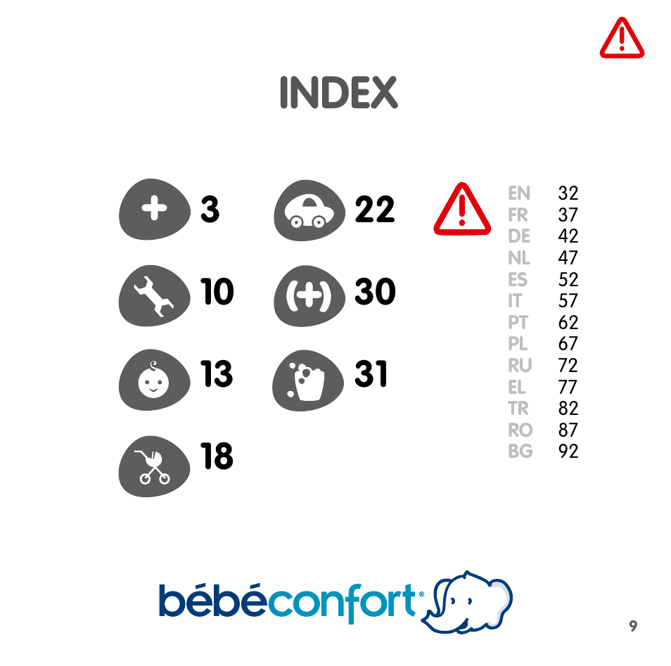 Index | Bebe Confort Streety.Fix User Manual | Page 7 / 94