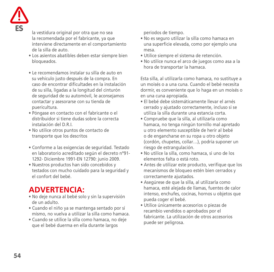 Advertencia | Bebe Confort Streety XT User Manual | Page 52 / 106