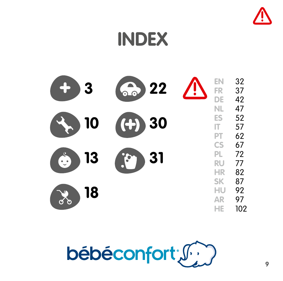 Index | Bebe Confort Streety XT User Manual | Page 7 / 106