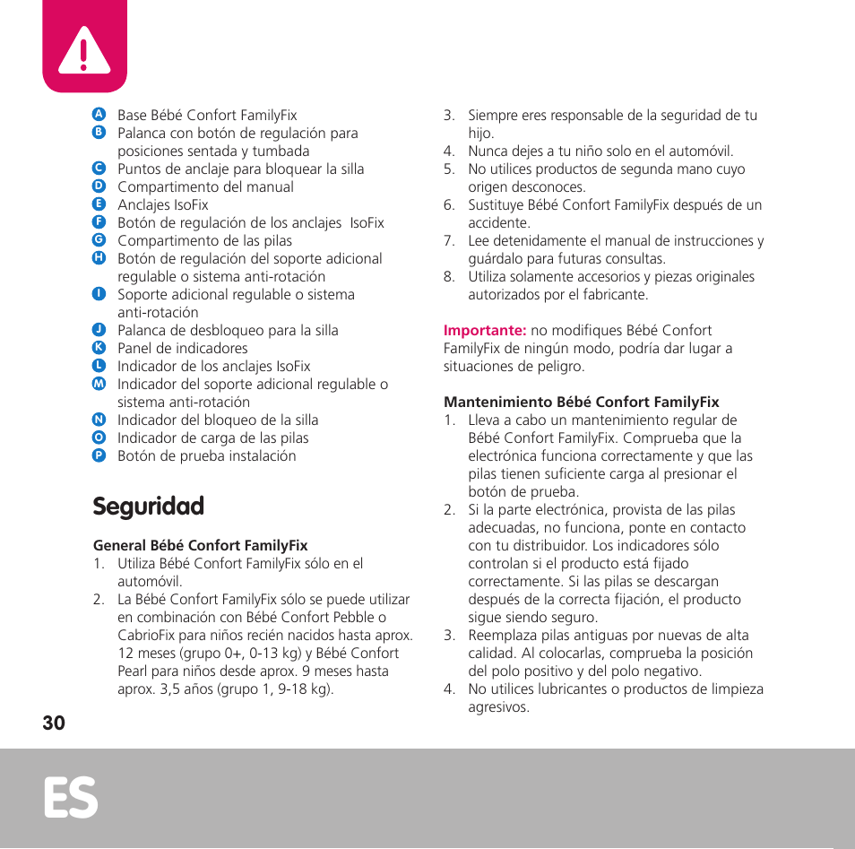 Seguridad | Bebe Confort FamilyFix User Manual | Page 28 / 42