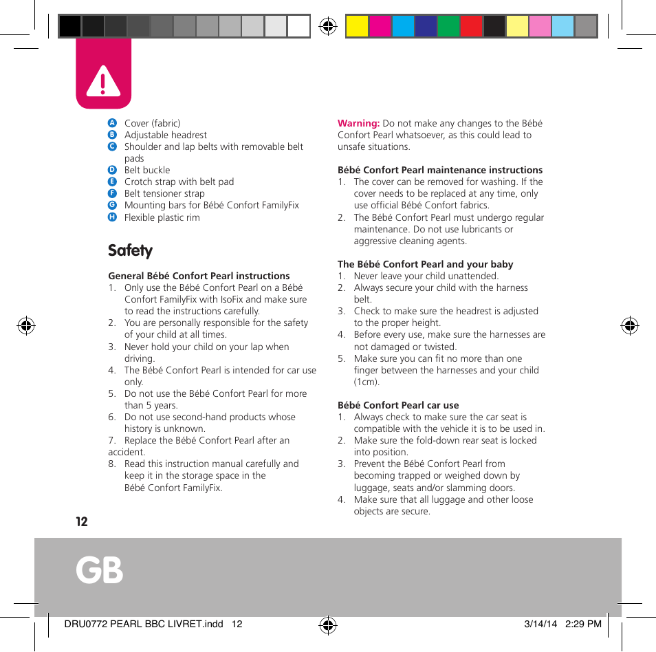 Safety | Bebe Confort Pearl User Manual | Page 13 / 34