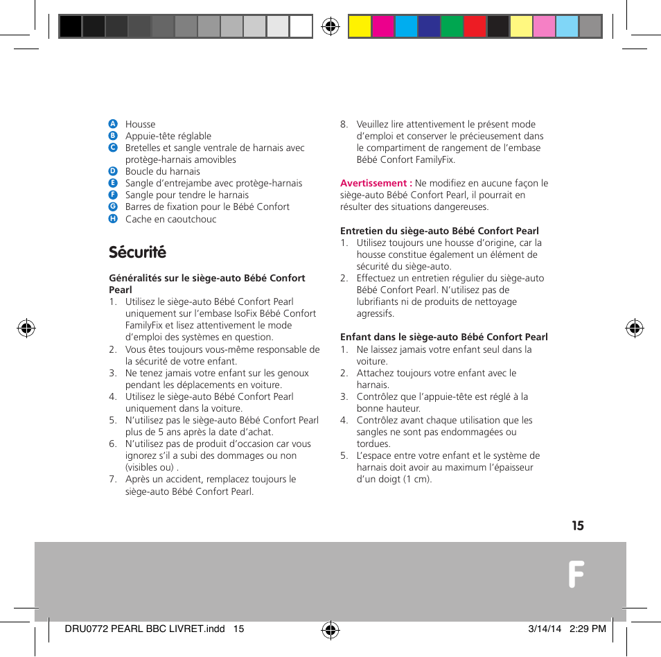 Sécurité | Bebe Confort Pearl User Manual | Page 16 / 34