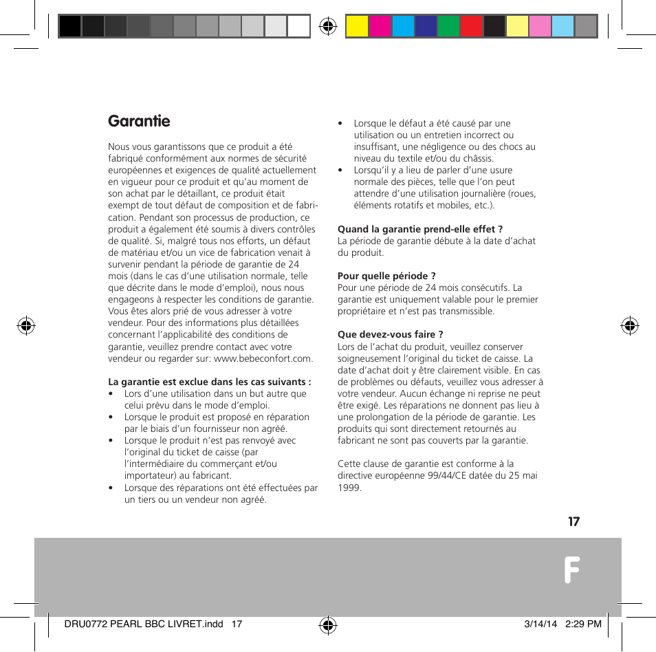 Garantie | Bebe Confort Pearl User Manual | Page 18 / 34