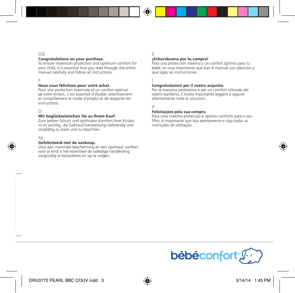 Gb bébé confort pearl | Bebe Confort Pearl User Manual | Page 2 / 34