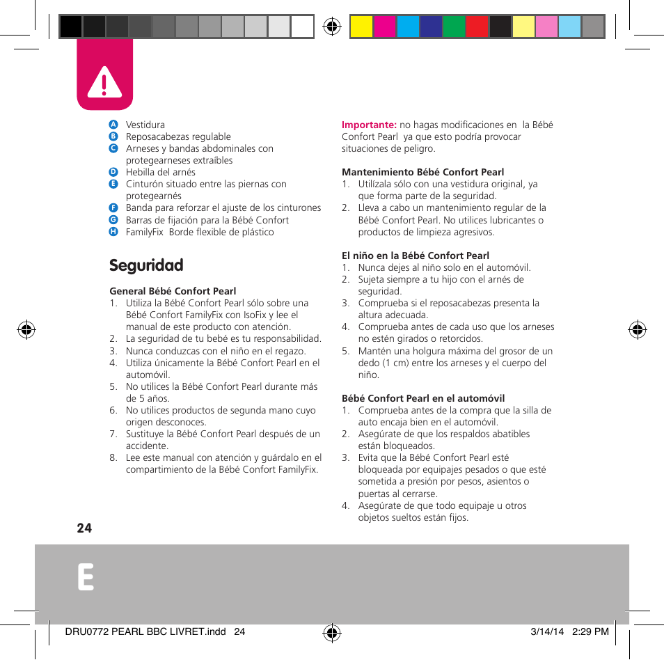 Seguridad | Bebe Confort Pearl User Manual | Page 25 / 34