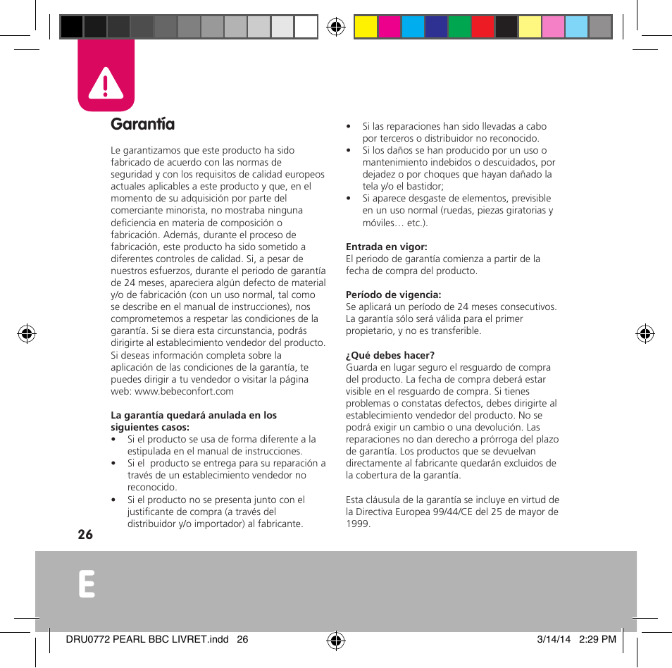 Garantía | Bebe Confort Pearl User Manual | Page 27 / 34