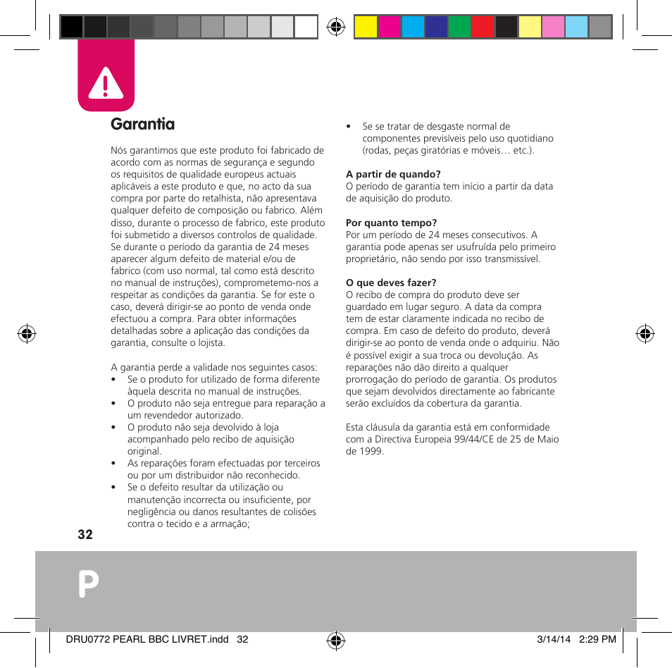 Garantia | Bebe Confort Pearl User Manual | Page 33 / 34