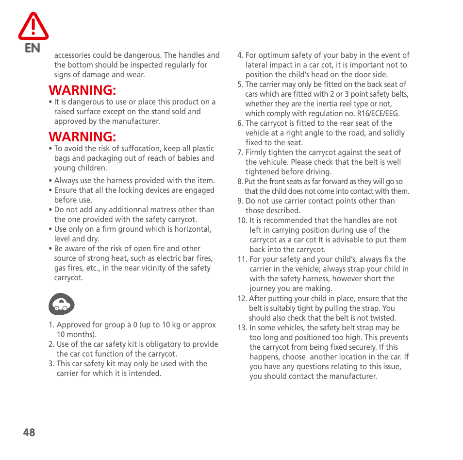 Warning | Bebe Confort Windoo Plus User Manual | Page 46 / 102