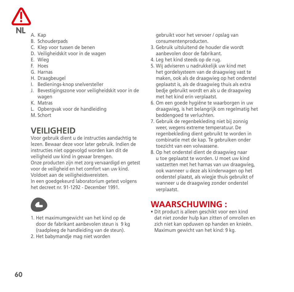 Veiligheid, Waarschuwing | Bebe Confort Windoo Plus User Manual | Page 58 / 102