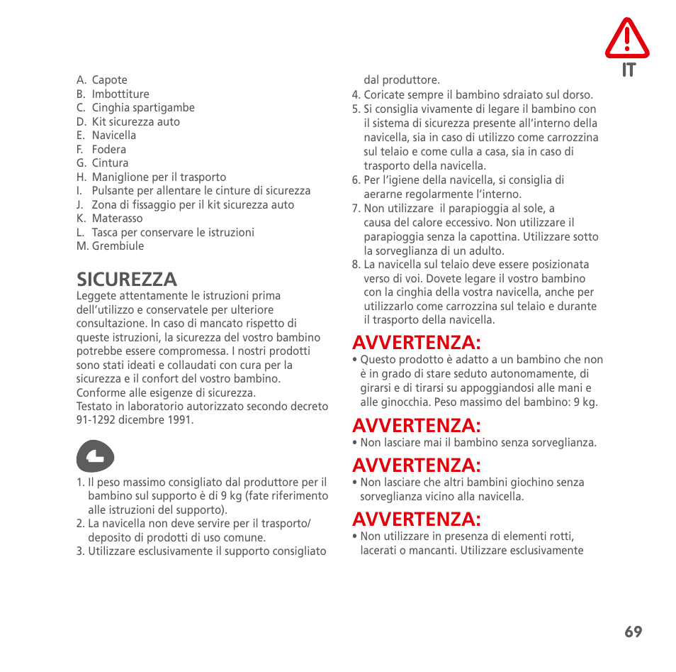 Sicurezza, Avvertenza | Bebe Confort Windoo Plus User Manual | Page 67 / 102