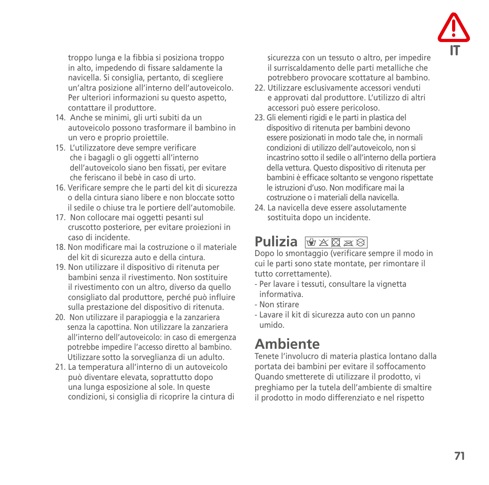 Pulizia, Ambiente | Bebe Confort Windoo Plus User Manual | Page 69 / 102