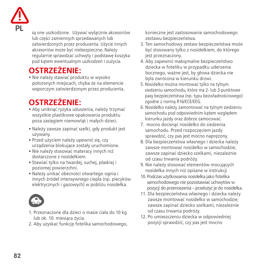 Ostrzeżenie | Bebe Confort Windoo Plus User Manual | Page 80 / 102