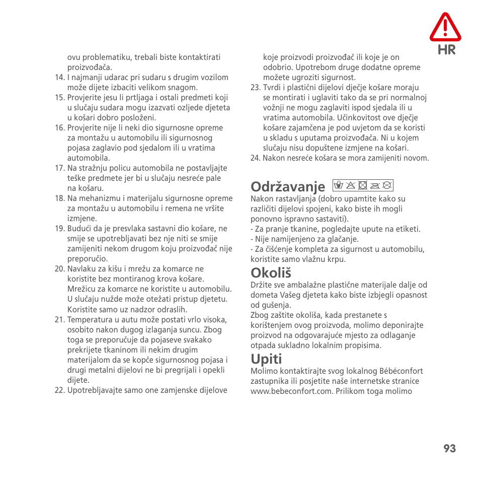 Održavanje, Okoliš, Upiti | Bebe Confort Windoo Plus User Manual | Page 91 / 102