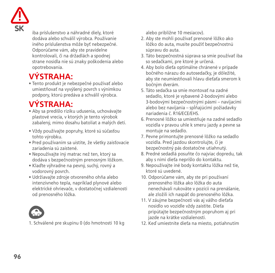 Výstraha | Bebe Confort Windoo Plus User Manual | Page 94 / 102