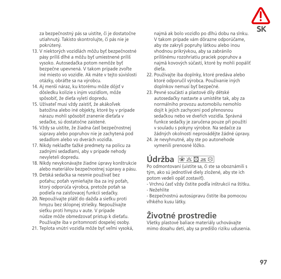 Údržba, Životné prostredie | Bebe Confort Windoo Plus User Manual | Page 95 / 102