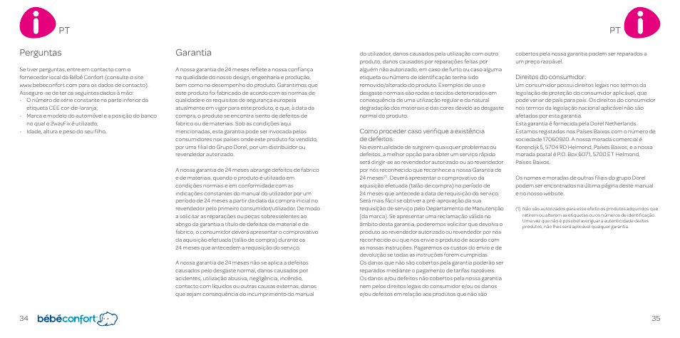 Perguntas, Garantia | Bebe Confort 2wayFix User Manual | Page 18 / 27