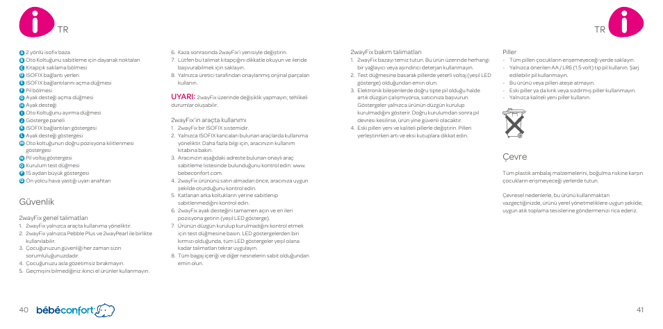 Çevre, Güvenlik, Uyari | Bebe Confort 2wayFix User Manual | Page 21 / 27