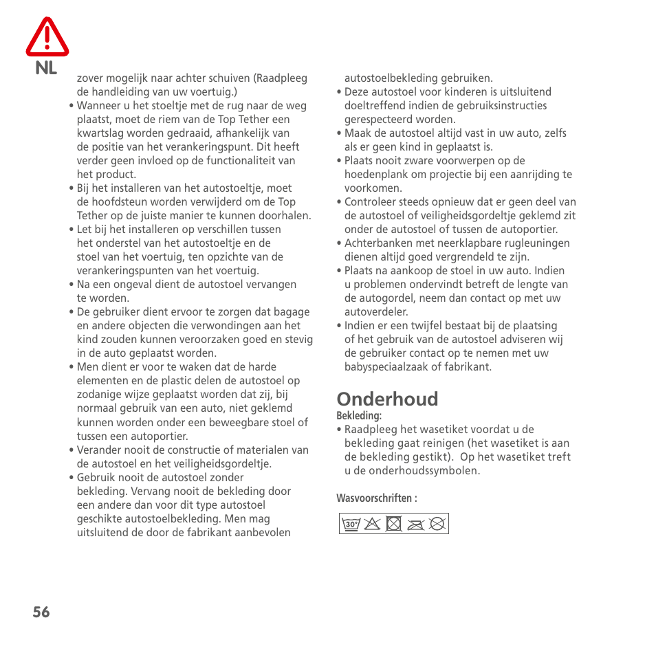 Onderhoud | Bebe Confort MiloFix User Manual | Page 54 / 94