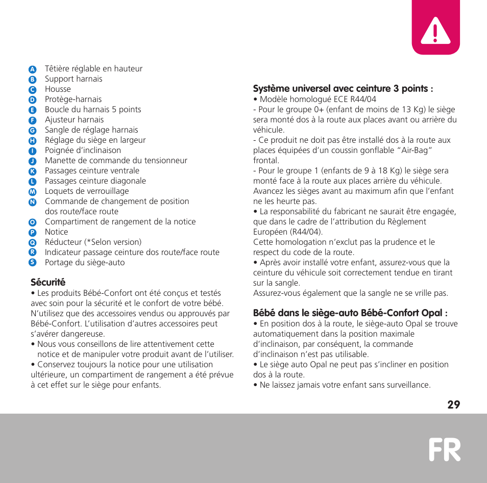 Bebe Confort Opal User Manual | Page 29 / 54
