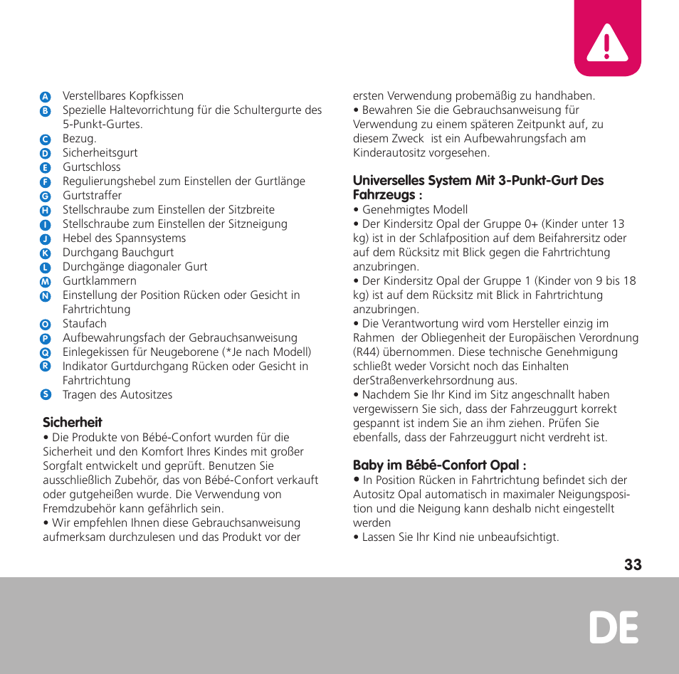 Bebe Confort Opal User Manual | Page 33 / 54