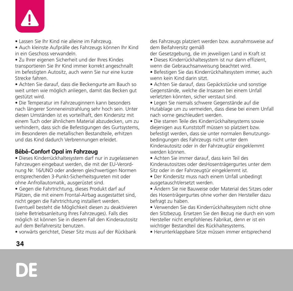 Bebe Confort Opal User Manual | Page 34 / 54