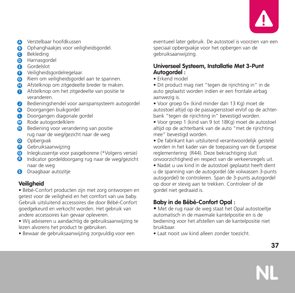 Bebe Confort Opal User Manual | Page 37 / 54