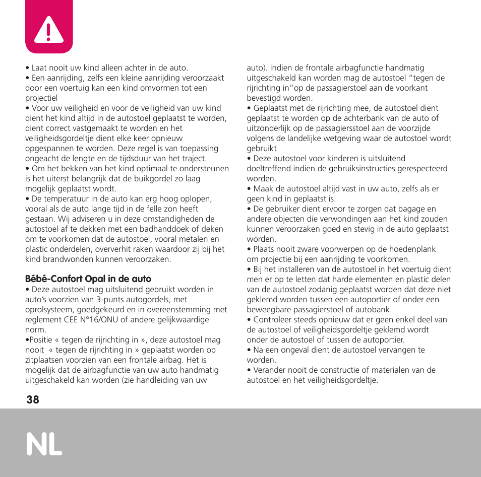 Bebe Confort Opal User Manual | Page 38 / 54