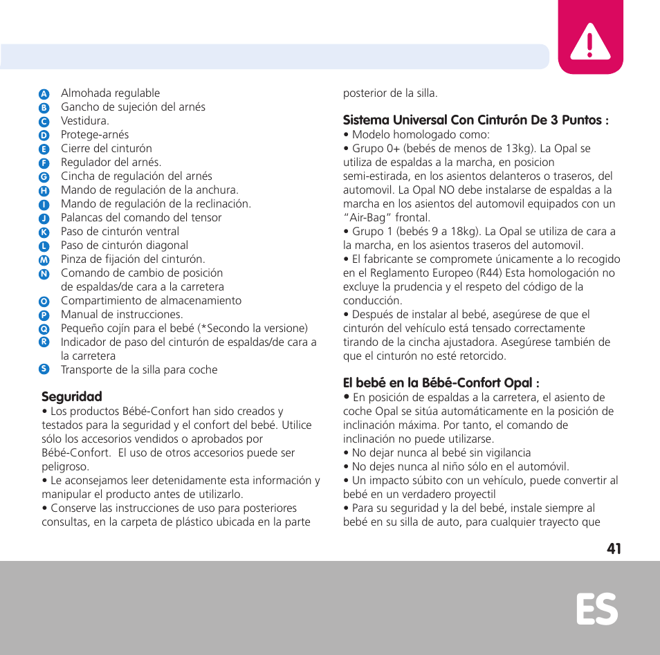 Bebe Confort Opal User Manual | Page 41 / 54