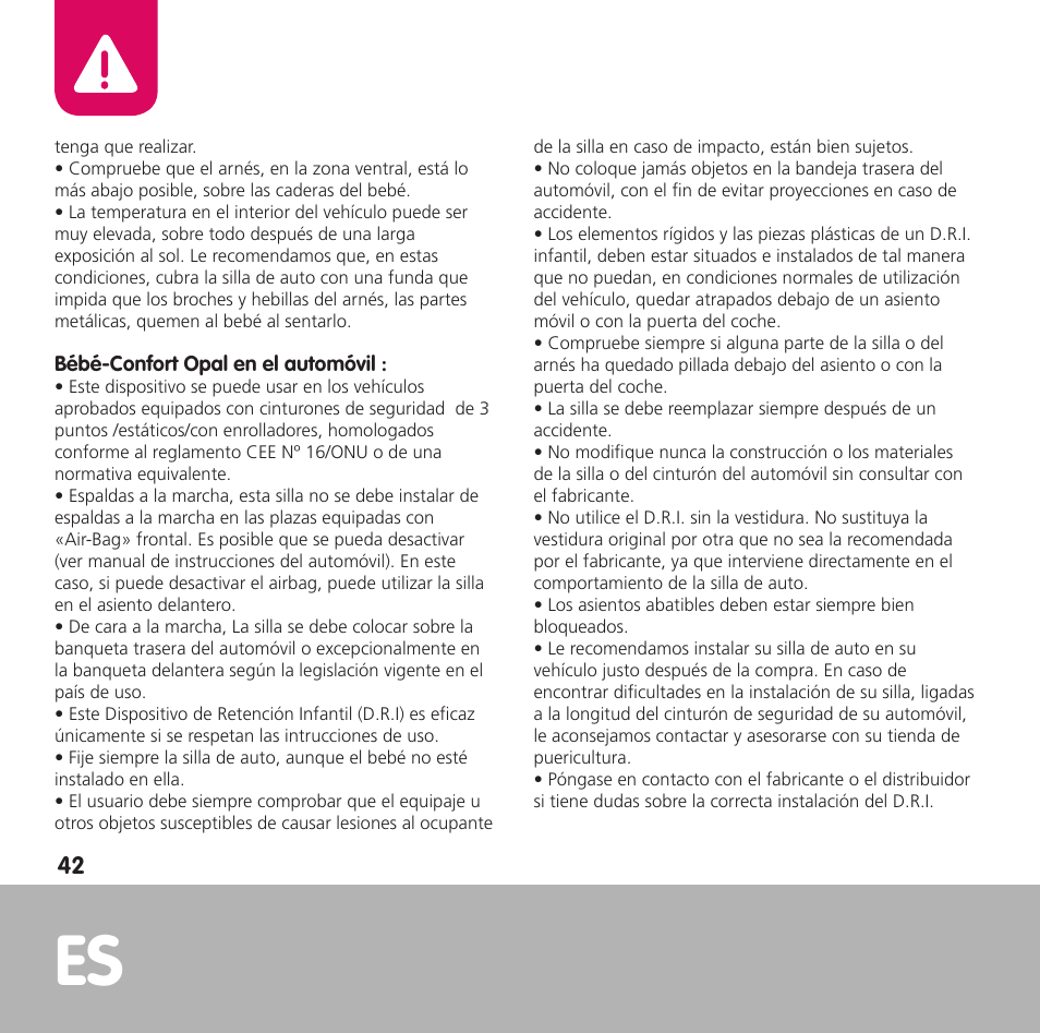 Bebe Confort Opal User Manual | Page 42 / 54