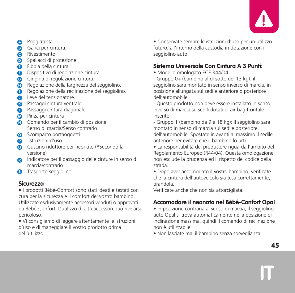 Bebe Confort Opal User Manual | Page 45 / 54