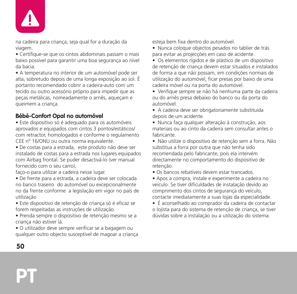 Bebe Confort Opal User Manual | Page 50 / 54