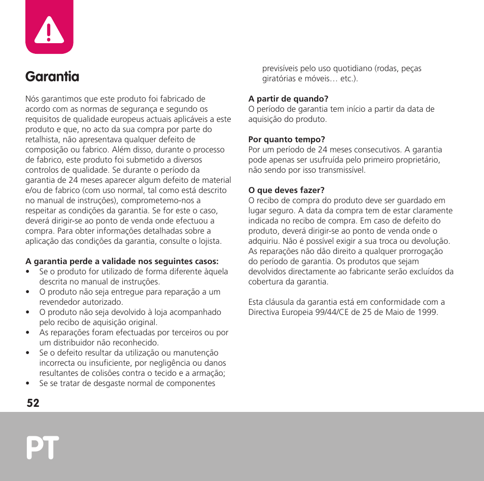 Garantia | Bebe Confort Opal User Manual | Page 52 / 54