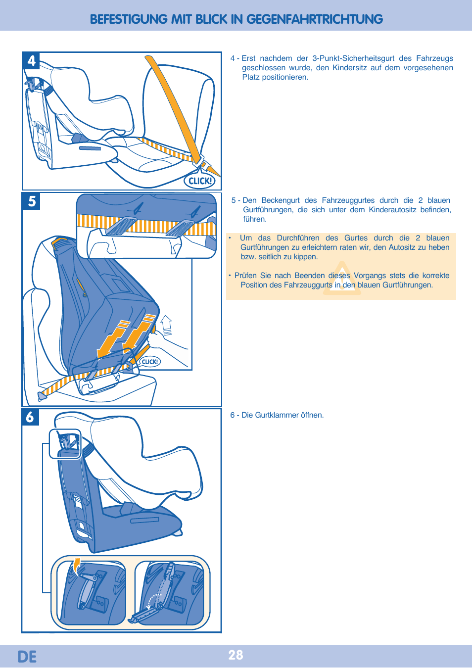 Ab c d, Befestigung mit blick in gegenfahrtrichtung | Bebe Confort Iseos Neo+ User Manual | Page 28 / 80