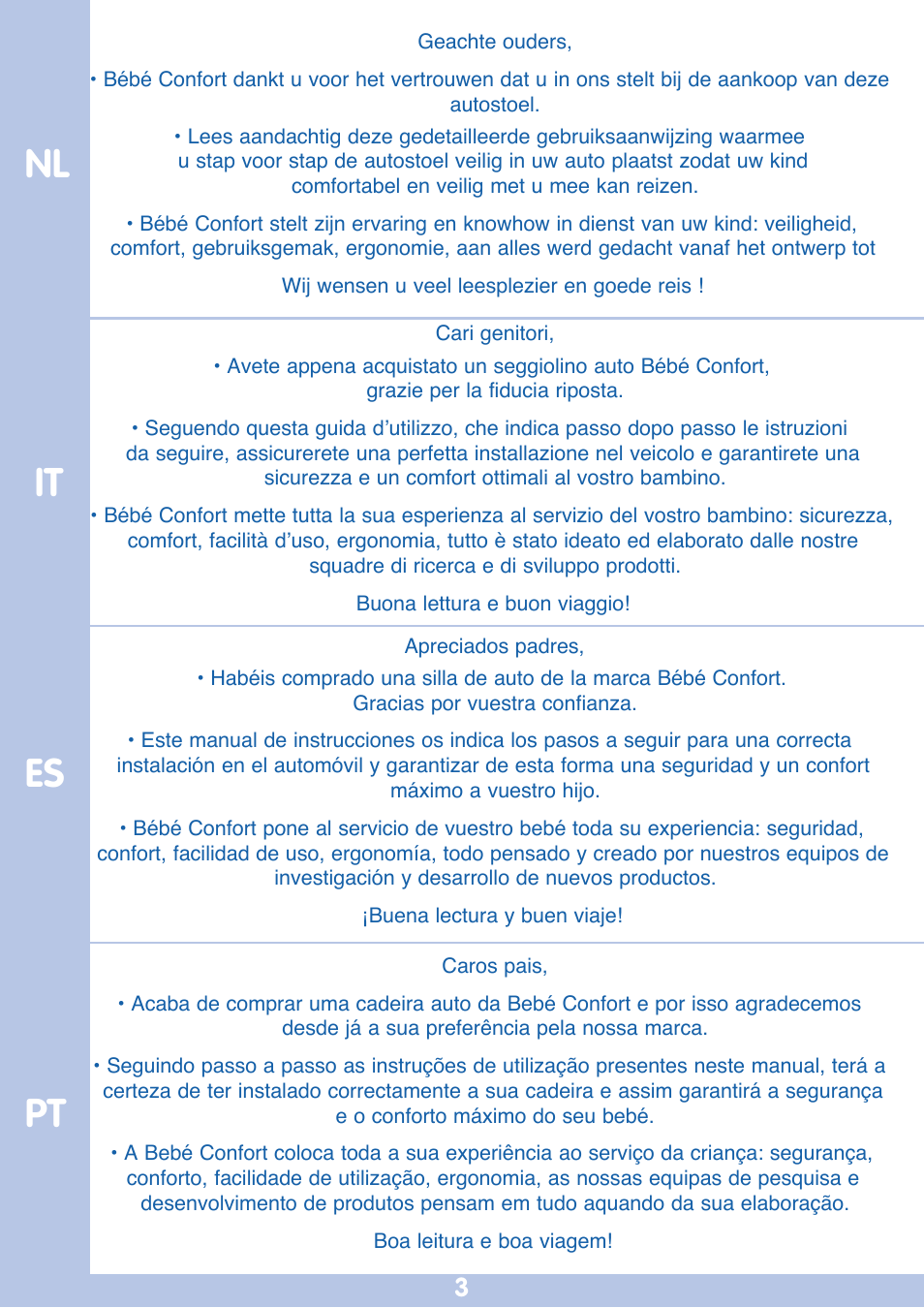 Nl it pt | Bebe Confort Iseos Neo+ User Manual | Page 3 / 80