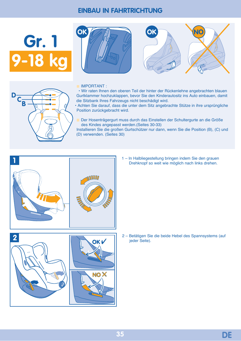 Gr. 1 9-18 kg | Bebe Confort Iseos Neo+ User Manual | Page 35 / 80