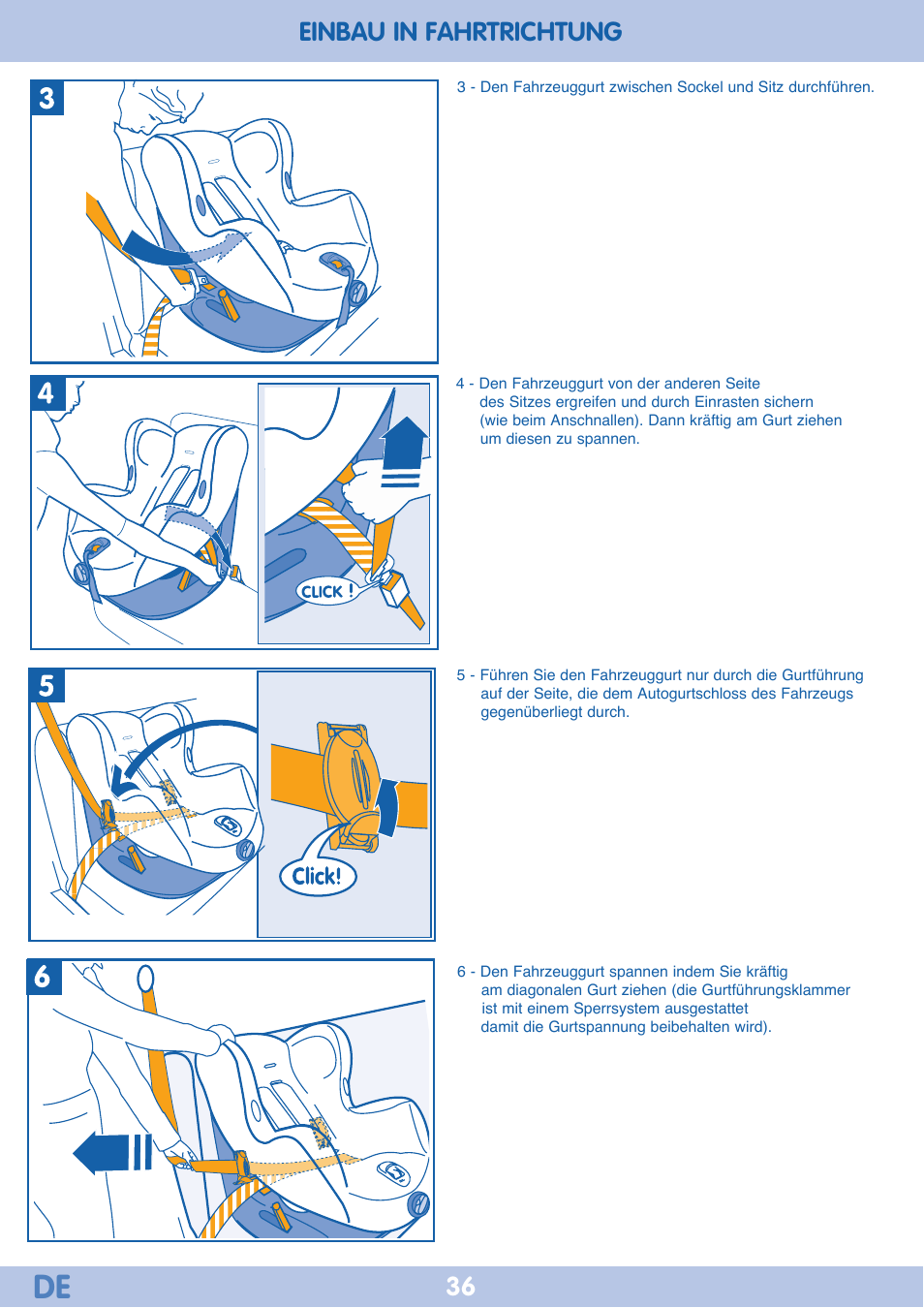 Einbau in fahrtrichtung | Bebe Confort Iseos Neo+ User Manual | Page 36 / 80