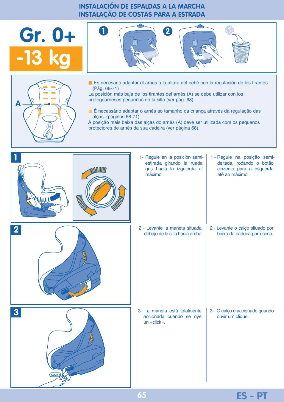 Gr. 0+ -13 kg, Ab c d, Es - pt | Bebe Confort Iseos Neo+ User Manual | Page 65 / 80