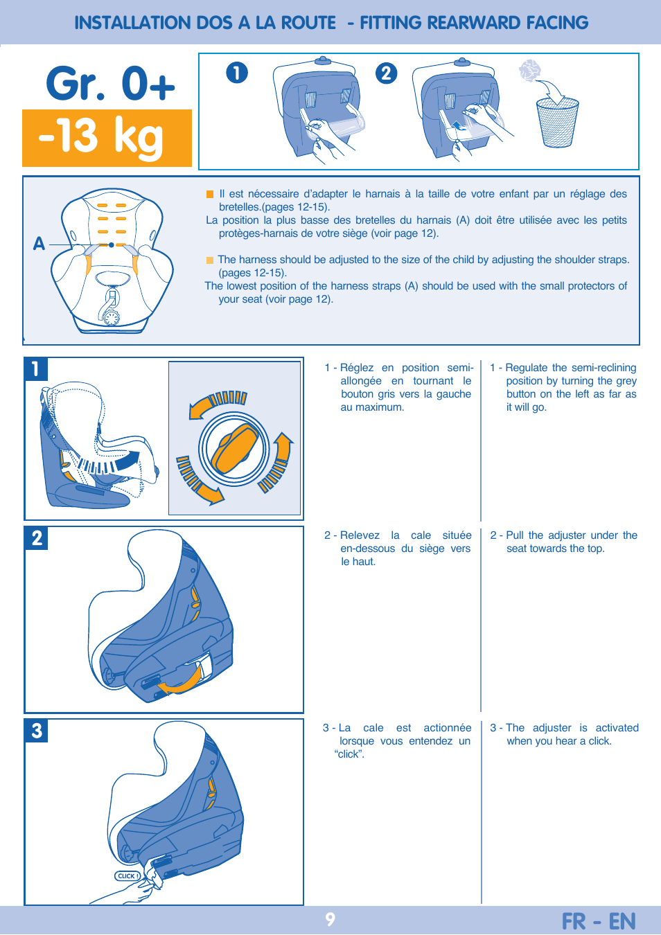 Gr. 0+ -13 kg, Ab c d, Fr - en | Bebe Confort Iseos Neo+ User Manual | Page 9 / 80