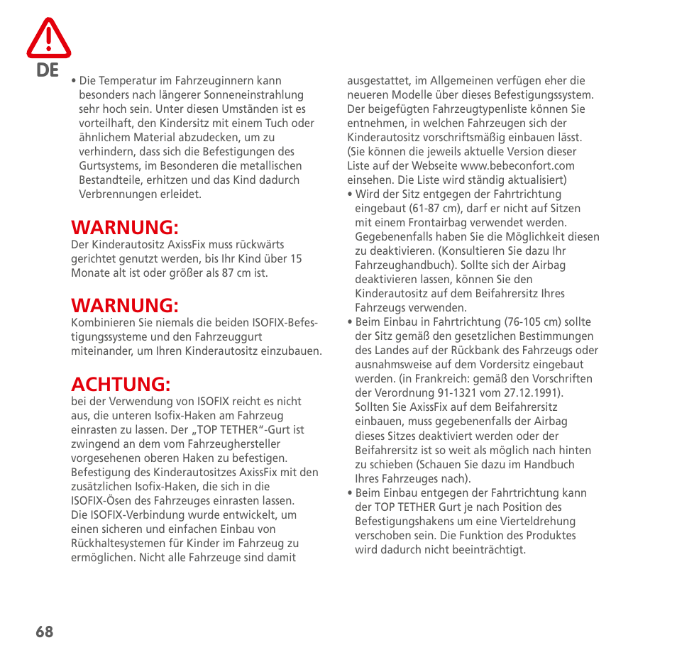 Bebe Confort AxissFix User Manual | Page 66 / 118