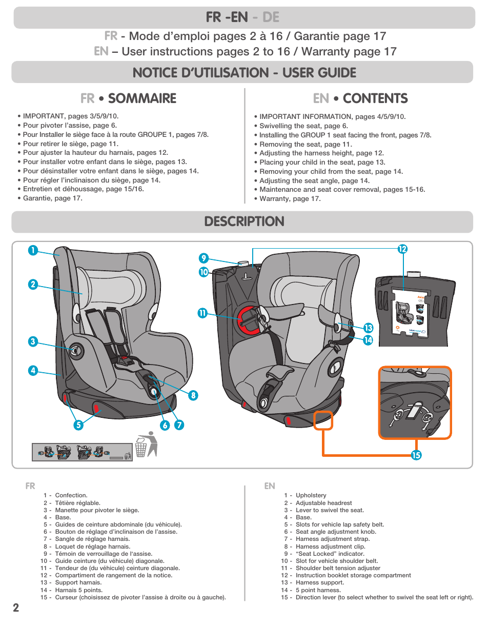 Bebe Confort Axiss User Manual | Page 2 / 36