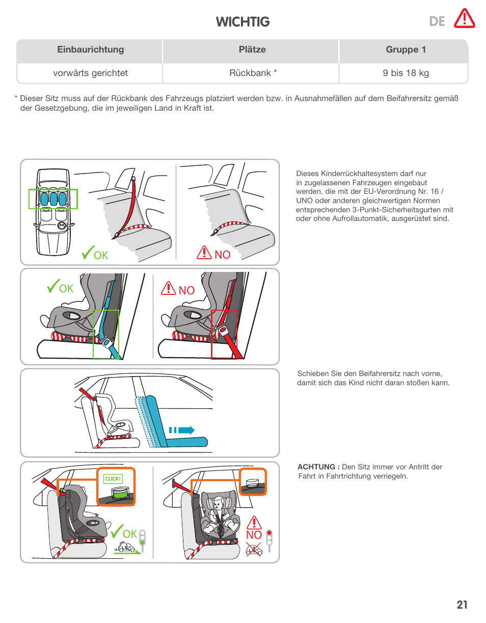 Wichtig de | Bebe Confort Axiss User Manual | Page 21 / 36
