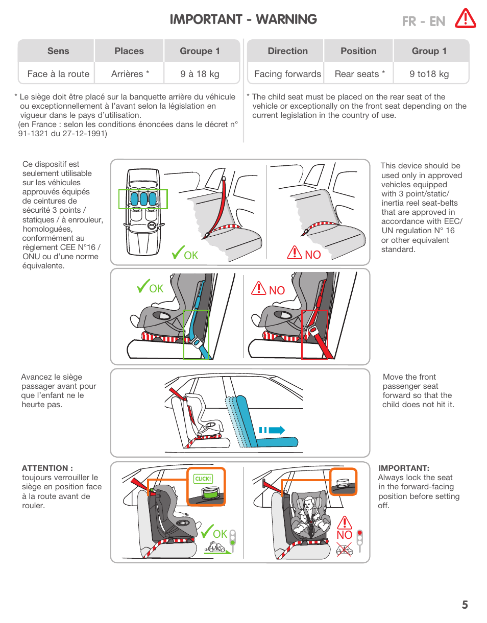 Important - warning, Fr - en | Bebe Confort Axiss User Manual | Page 5 / 36