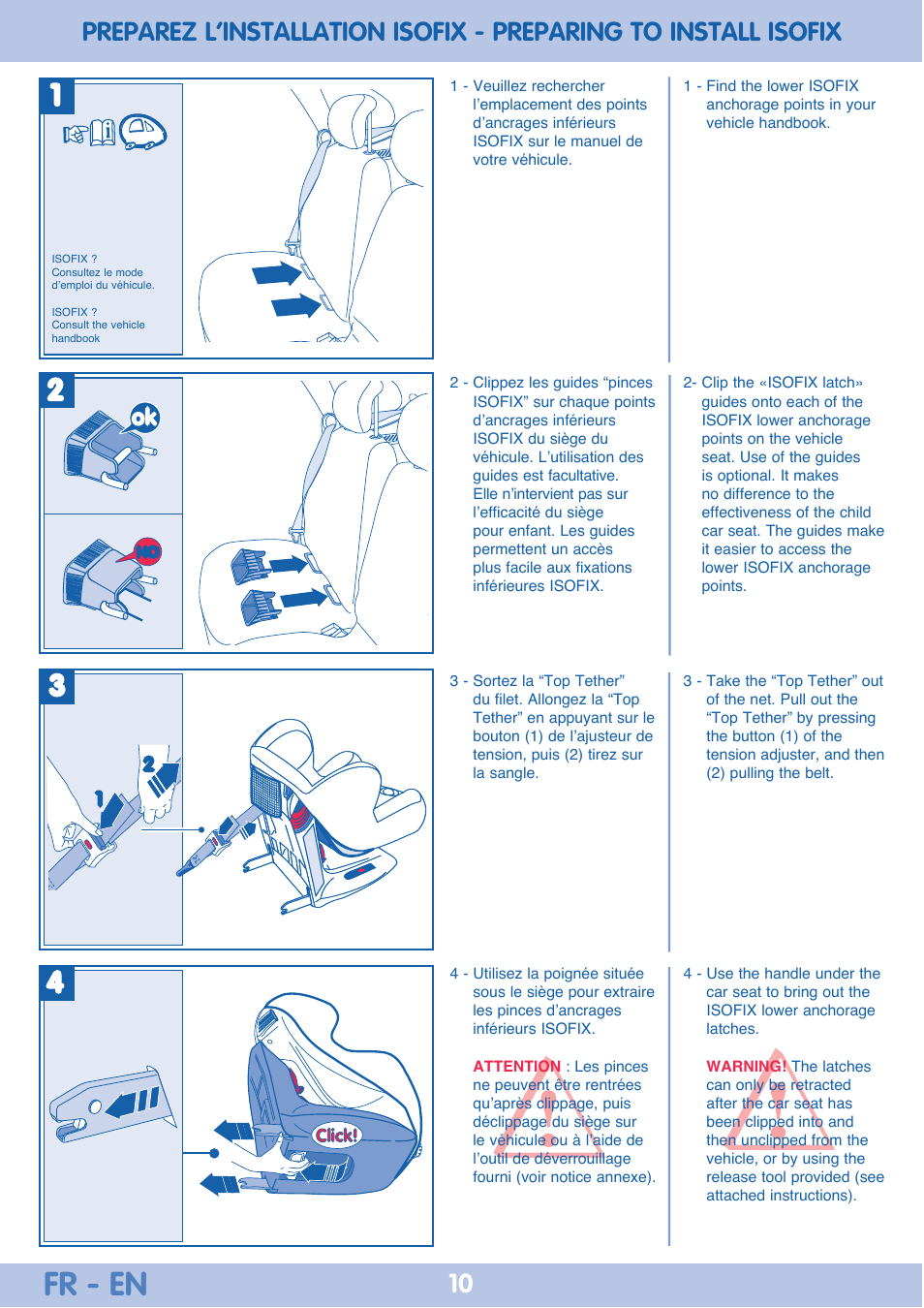 Fr - en | Bebe Confort Iseos IsoFix User Manual | Page 10 / 40