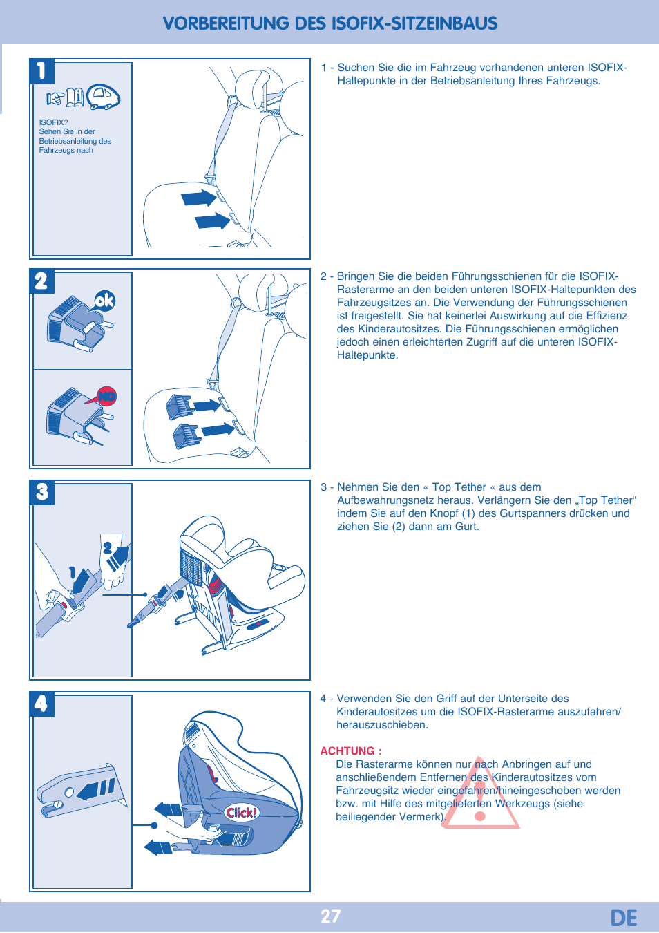 Vorbereitung des isofix-sitzeinbaus | Bebe Confort Iseos IsoFix User Manual | Page 27 / 40