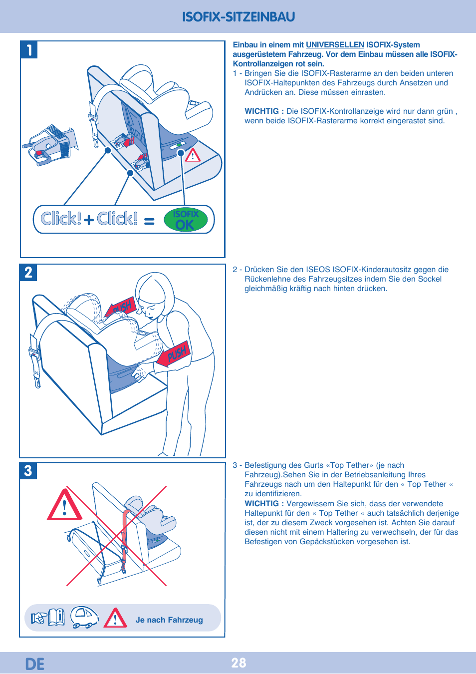 Isofix-sitzeinbau | Bebe Confort Iseos IsoFix User Manual | Page 28 / 40