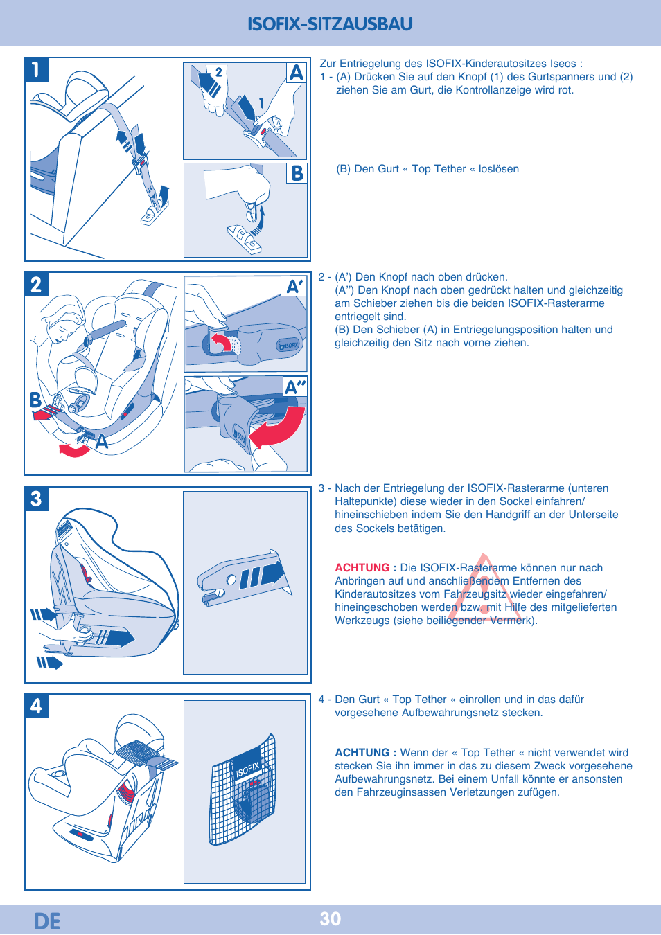 Isofix-sitzausbau | Bebe Confort Iseos IsoFix User Manual | Page 30 / 40