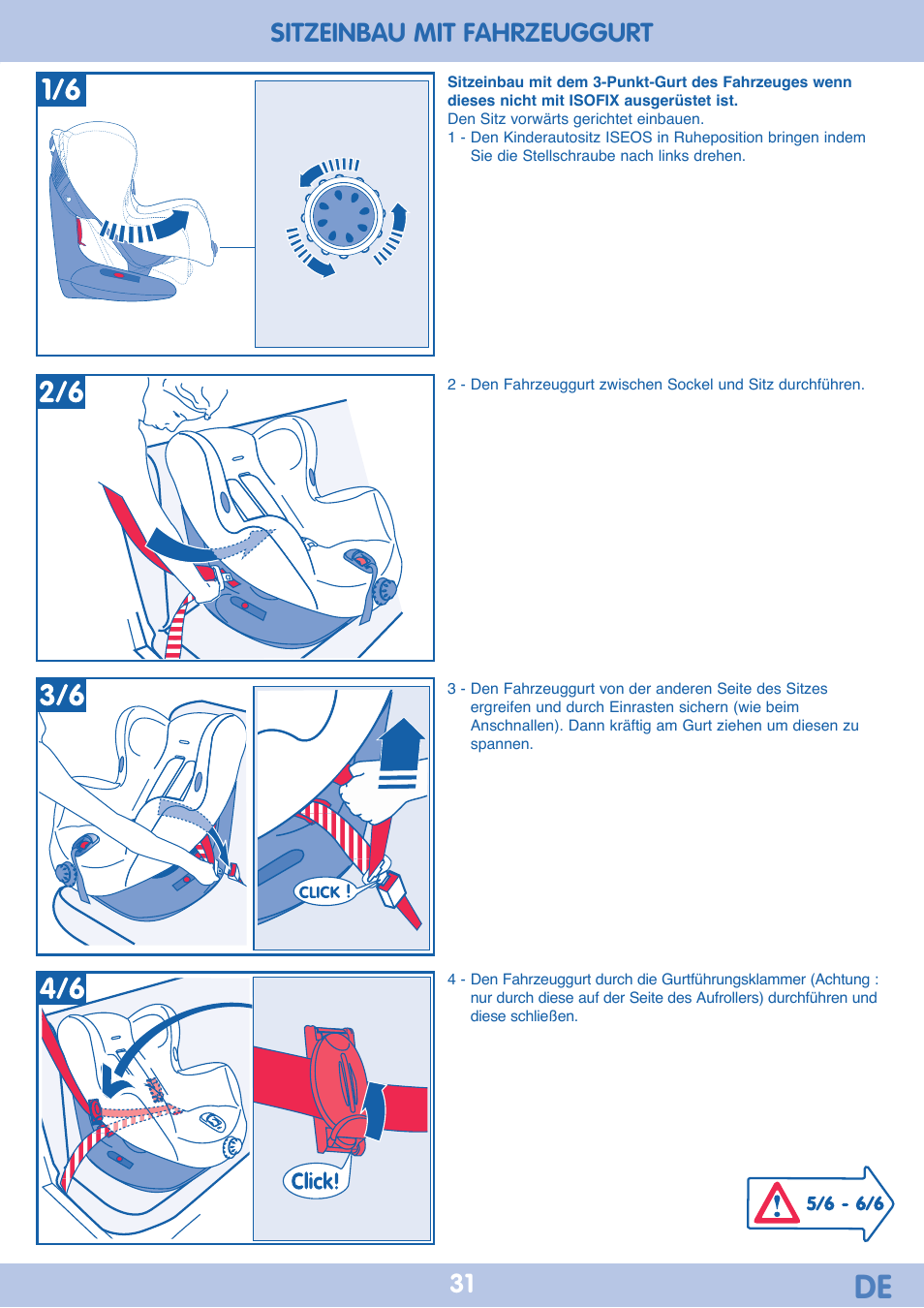 Sitzeinbau mit fahrzeuggurt 31 | Bebe Confort Iseos IsoFix User Manual | Page 31 / 40